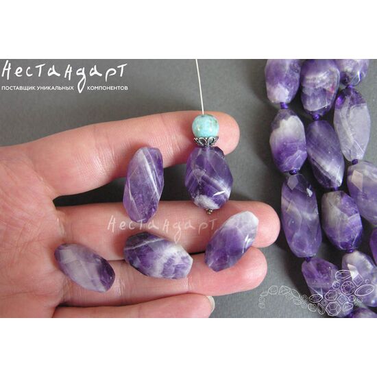 Аметист натуральный Шеврон крупная грань 21х11-27х13 мм, изображение 4