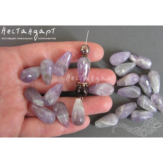 Аметист натуральный Drop с огранкой 20x10 мм, изображение 4