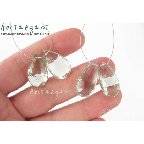 Празиолит натуральный бриолет 19х12 мм (комплект 2шт.), изображение 2