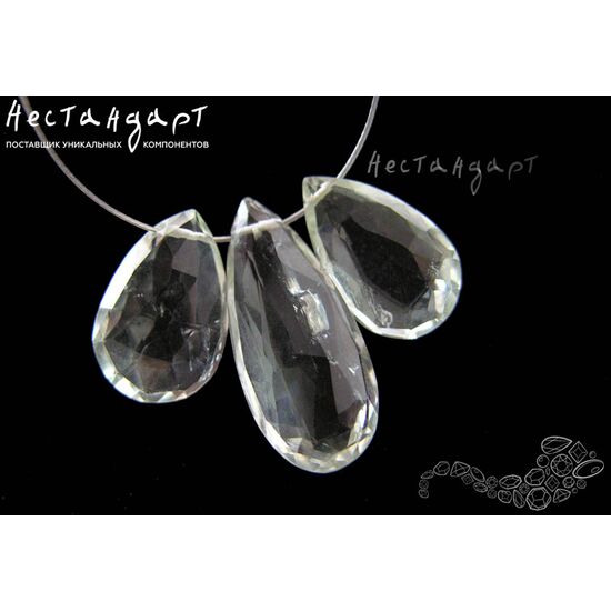 Празиолит натуральный бриолет 14-18 мм (комплект 3 шт.), изображение 3