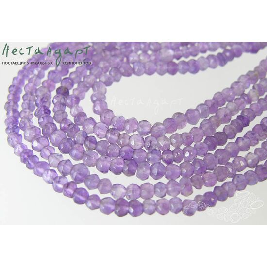 Аметист натуральный с огранкой 3 мм (нить 10 см), изображение 2