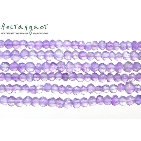 Аметист натуральный с огранкой 3 мм (нить 10 см), изображение 4