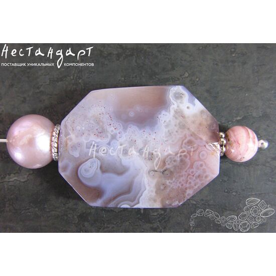 Агат натуральный ботсванский Geometric 33х28 мм, изображение 3