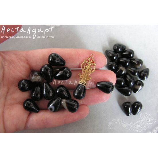 Агат натуральный Black Drop 15х10 мм, изображение 2