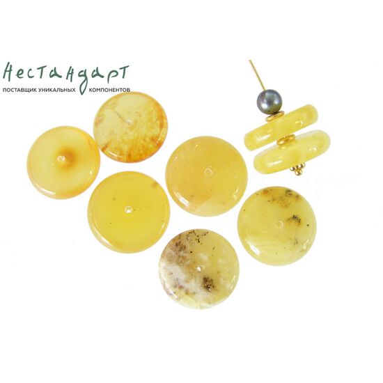 Янтарь натуральный Solar Disk 15х4-18х5 мм (пара)