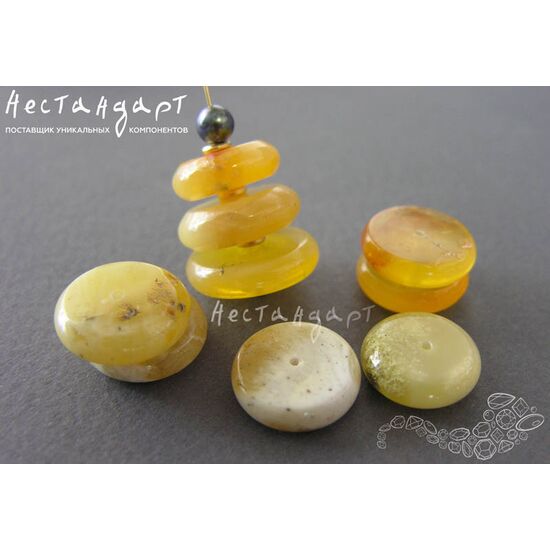 Янтарь натуральный Solar Disk 15х4-18х5 мм (пара), изображение 2