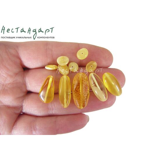 Янтарь натуральный Set Pebbles 7х3-24х11 мм (уп. 11 шт.), изображение 2
