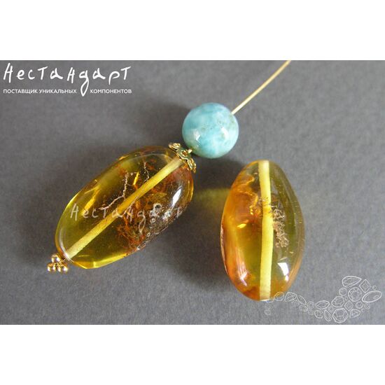 Янтарь натуральный Oval 19-22 мм (пара), изображение 4