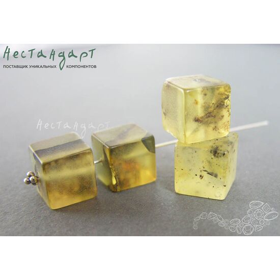 Янтарь натуральный Opaque Cube 8-10 мм (пара), изображение 3