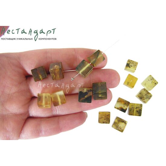 Янтарь натуральный Opaque Cube 8-10 мм (пара), изображение 4