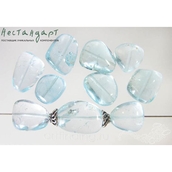 Топаз натуральный голубой гладкий Pebble 11-16 мм, изображение 2