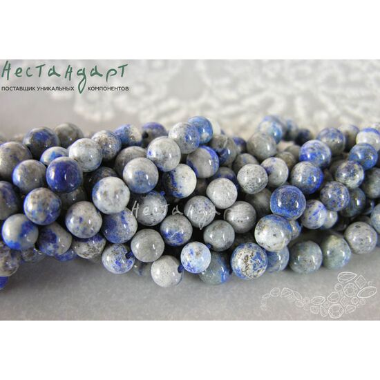 Лазурит натуральный в породе 5-9 мм (нить 45 см), изображение 4