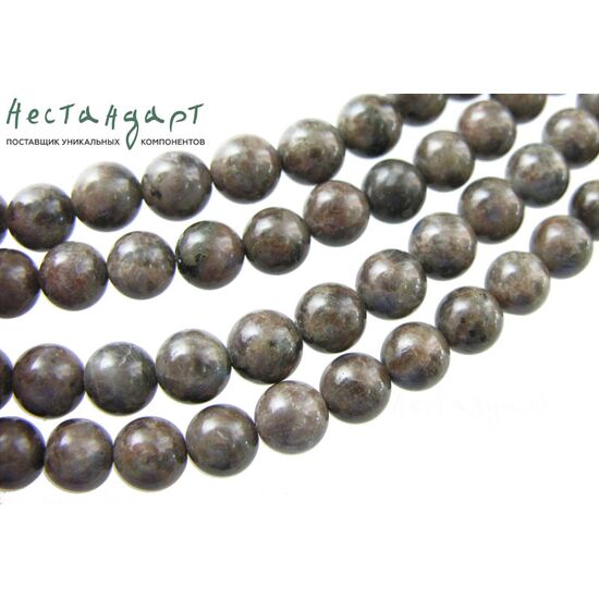 Ларвикит натуральный Cocoa гладкий 8 мм (уп. 10 шт.)