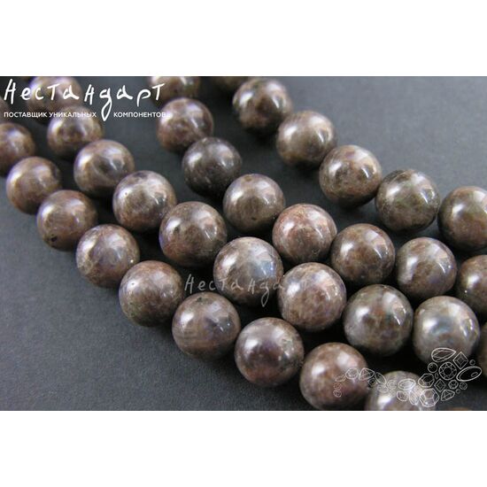 Ларвикит натуральный Cocoa гладкий 8 мм (уп. 10 шт.), изображение 2