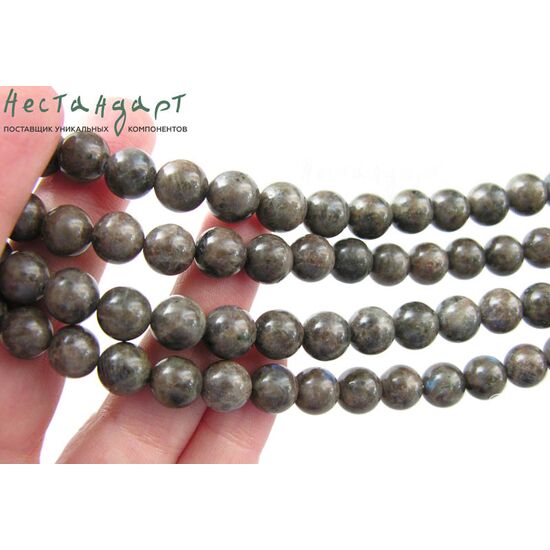 Ларвикит натуральный Cocoa гладкий 8 мм (уп. 10 шт.), изображение 3