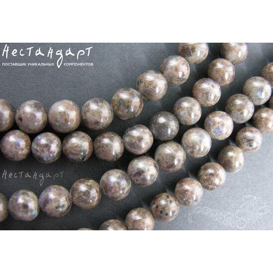 Ларвикит натуральный Cocoa гладкий 8 мм (уп. 10 шт.), изображение 4