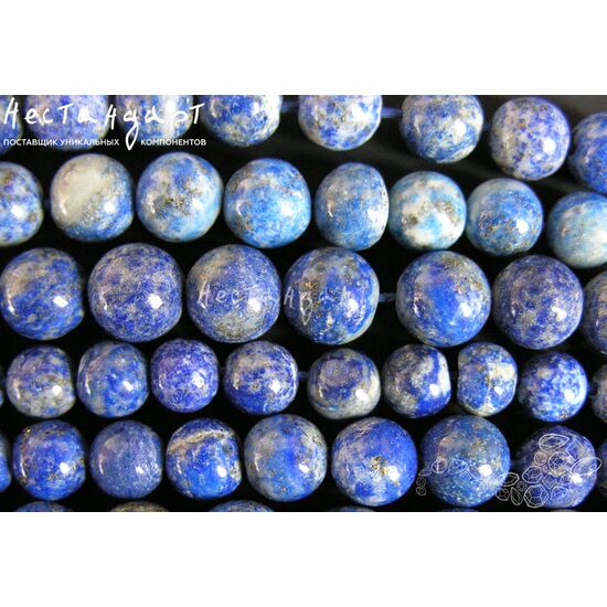 Лазурит натуральный с пиритом 4-8 мм (нить 45 см), изображение 2