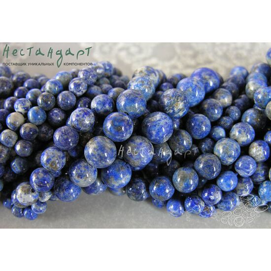 Лазурит натуральный с пиритом 4-8 мм (нить 45 см), изображение 4