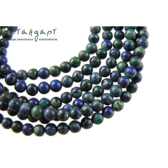 Азурит (азуро-малахит) натуральный гладкий 4 мм (нить 11 см)