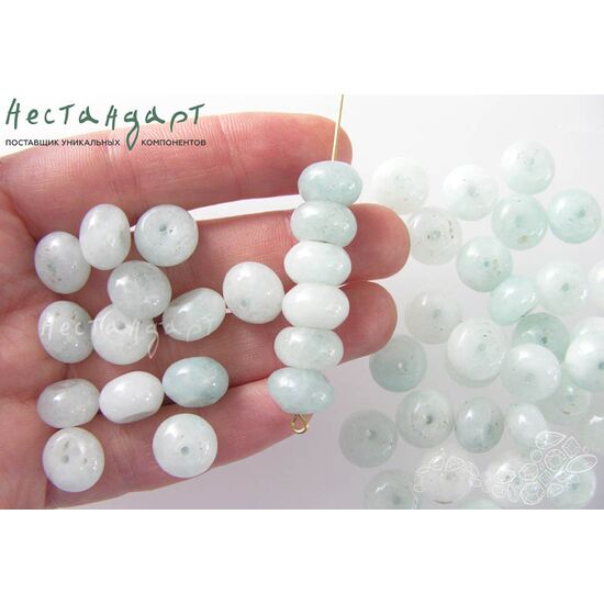 Берилл-аквамарин натуральный гладкий рондель 12х8 мм (уп. 6 шт), изображение 2