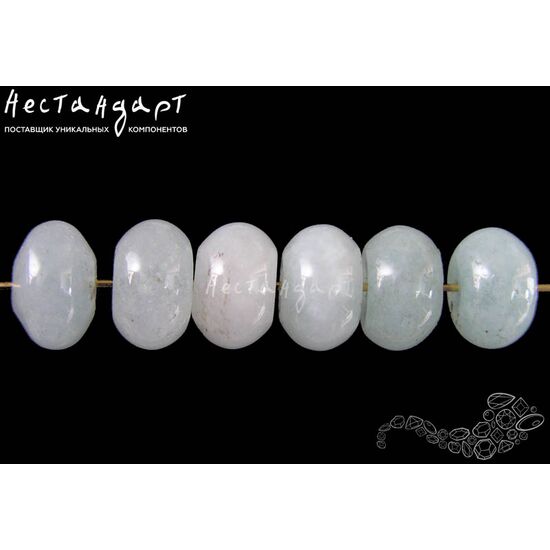 Берилл-аквамарин натуральный гладкий рондель 12х8 мм (уп. 6 шт), изображение 3