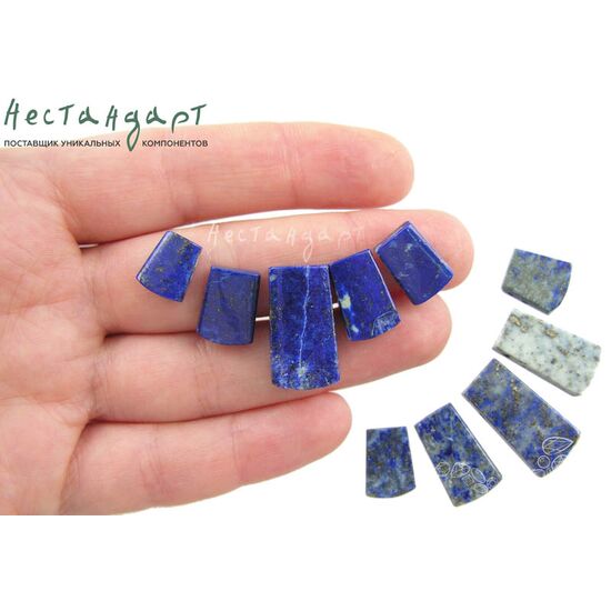 Лазурит натуральный Blue Geometric 10-25x7-12 мм (комплект 5 шт.), изображение 4