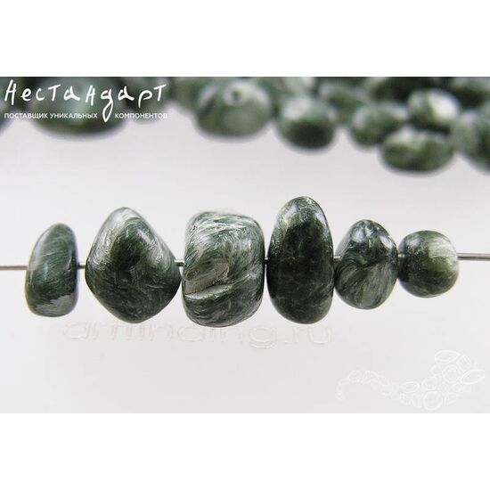 Серафинит (клинохлор) натуральный 7-12 мм (уп. 6 шт.)