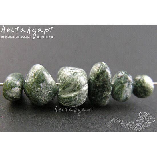 Серафинит (клинохлор) натуральный 7-12 мм (уп. 6 шт.), изображение 3