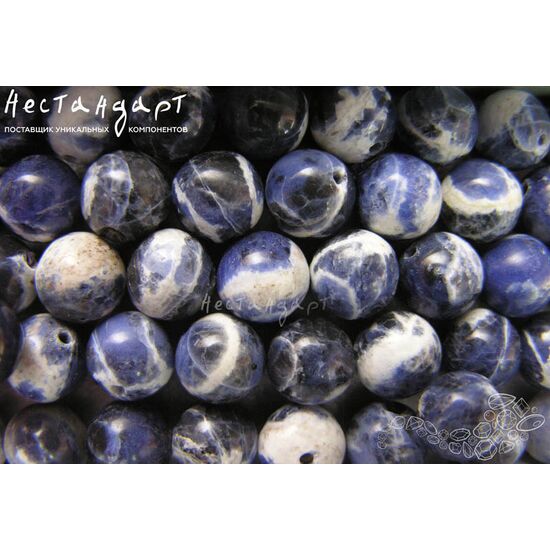 Содалит натуральный гладкий 10,5 мм (уп. 10 шт.), изображение 2