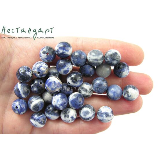 Содалит натуральный гладкий 10,5 мм (уп. 10 шт.), изображение 3