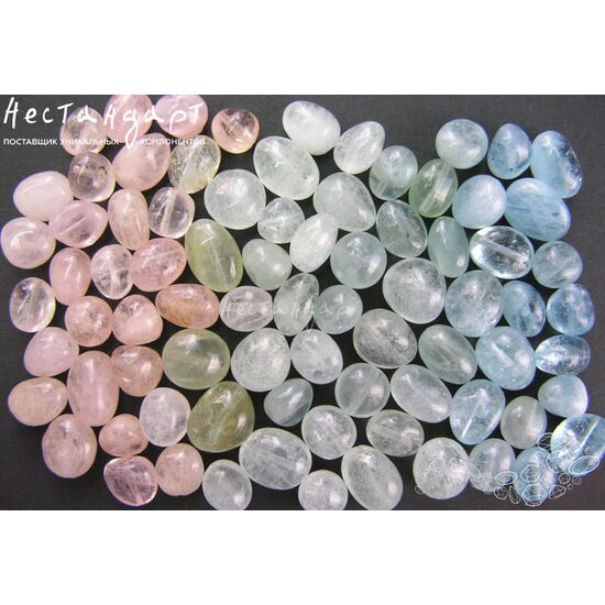 Берилл-аквамарин морганит натуральный гладкий Pebble Ocean 8-13х7-8 мм (уп. 6 шт.)