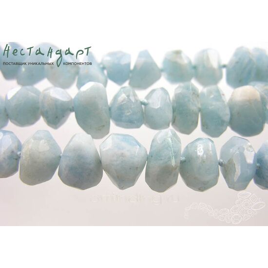Берилл-аквамарин натуральный Faceted Pebble 13-20 мм, изображение 4