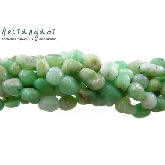 Хризопраз натуральный гладкий 6-10 мм (нить 10 см)