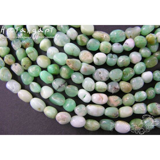 Хризопраз натуральный гладкий 6-10 мм (нить 10 см), изображение 3