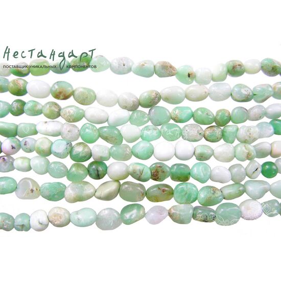 Хризопраз натуральный гладкий 6-10 мм (нить 10 см), изображение 4