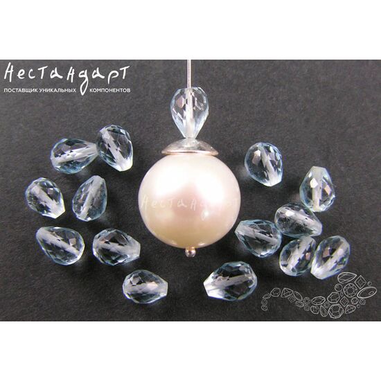 Топаз натуральный голубой с ювелирной огранкой Thin Drop 4,5-5,5 мм