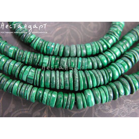 Малахит натуральный Сollar 5-10 мм (нить 10 см), изображение 2