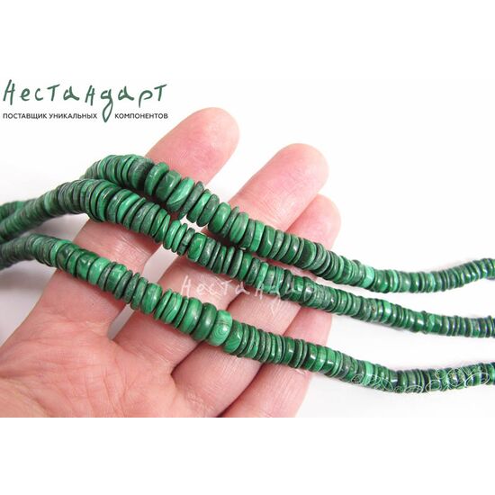 Малахит натуральный Сollar 5-10 мм (нить 10 см), изображение 3