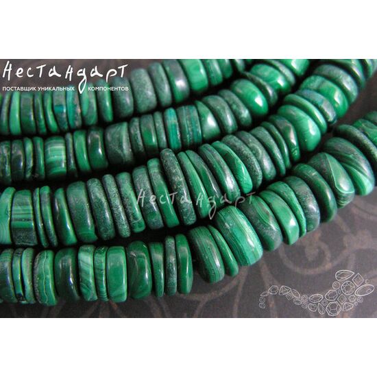 Малахит натуральный Сollar 5-10 мм (нить 10 см), изображение 4