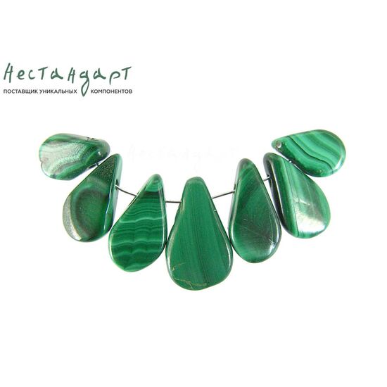Малахит натуральный Briolet Drop 8-13 мм (уп. 7 шт.), изображение 2