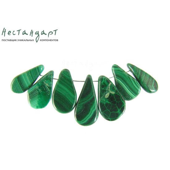 Малахит натуральный Briolet Drop 8-13 мм (уп. 7 шт.), изображение 3