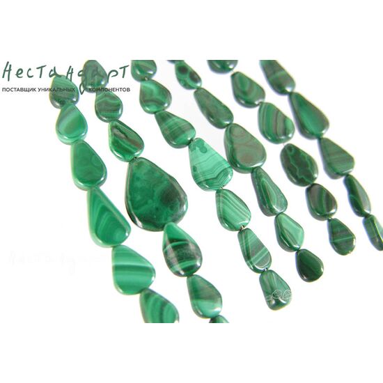 Малахит натуральный Teardrop 6-12х5-10 мм (уп. 7 шт.), изображение 3