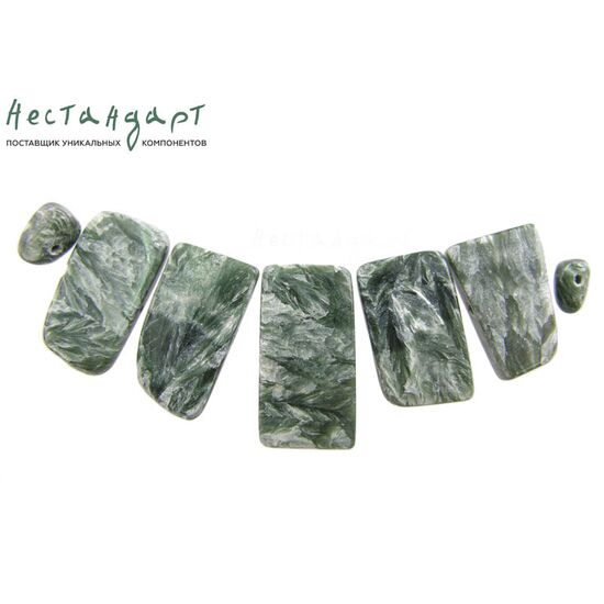 Серафинит (клинохлор) натуральный 9-23х7-13 мм (комплект 7 шт.)