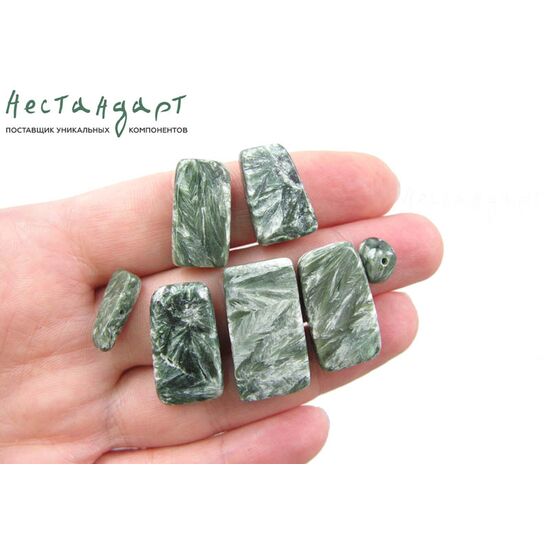 Серафинит (клинохлор) натуральный 9-23х7-13 мм (комплект 7 шт.), изображение 2