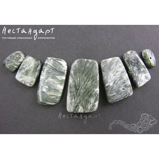 Серафинит (клинохлор) натуральный 9-23х7-13 мм (комплект 7 шт.), изображение 3