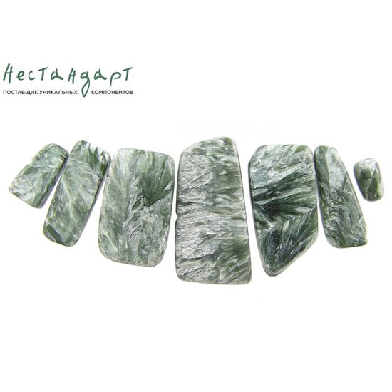 Серафинит (клинохлор) натуральный 9-23х7-13 мм (комплект 7 шт.), изображение 4