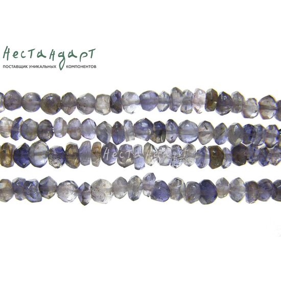 Иолит-кордиерит натуральный рондель 3,5-6,5 мм (уп. 10 шт.)