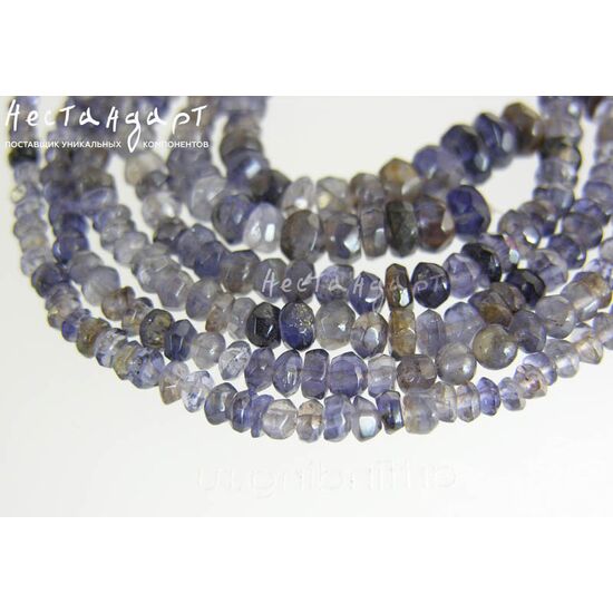Иолит-кордиерит натуральный рондель 3,5-6,5 мм (уп. 10 шт.), изображение 2