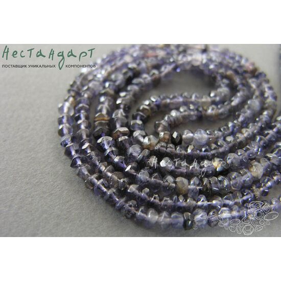 Иолит-кордиерит натуральный рондель 3,5-6,5 мм (уп. 10 шт.), изображение 3