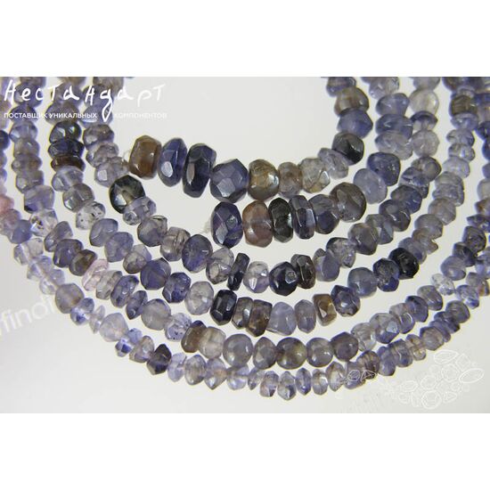 Иолит-кордиерит натуральный рондель 3,5-6,5 мм (уп. 10 шт.), изображение 4